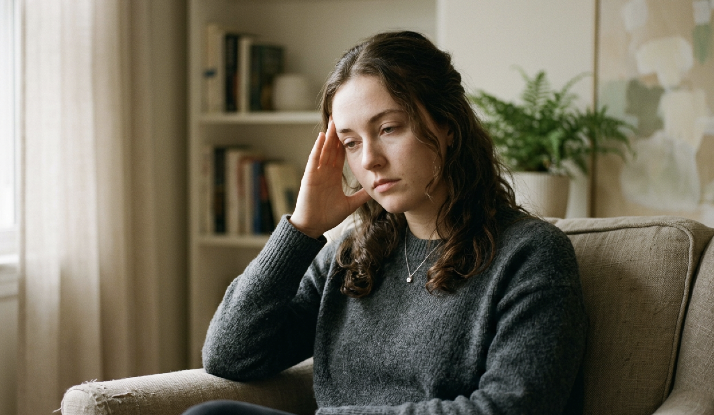 Common concussion symptoms including headache, brain fog, and fatigue.